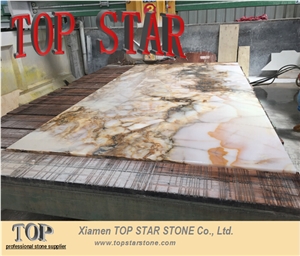 Luxury Translucent Pure Color Iran Onyx Slabs & Tiles