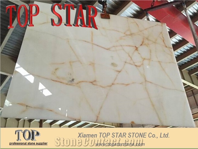 Natural Backlit Gold White Onyx 2cm Big Slabs, Naghadeh White Onyx Slabs & Tiles