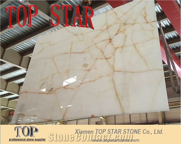 Natural Backlit Gold White Onyx 2cm Big Slabs, Naghadeh White Onyx Slabs & Tiles