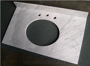 White Marble Bath Tops, Bianco Carrara White Marble Bathroom Countertops, White Bathroom Vanity Tops with Porcelian Sinks, Bianca Carrara,Bianco Carrera,Bianco Di Carrara,Blanc De Carrare