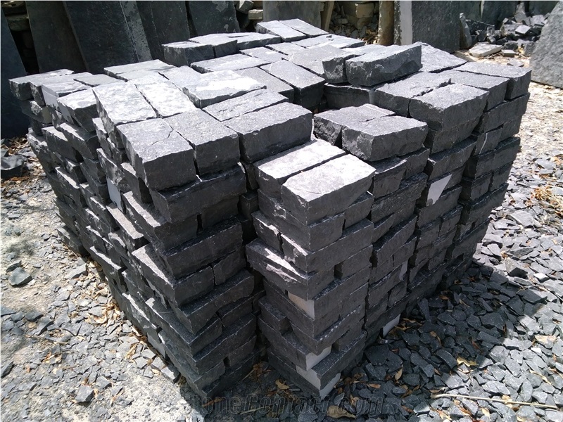 Black Cobbles, Lime Black Limestone Cube Stone & Pavers