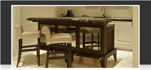 Black Gold Marble Kitchen Island and Perimeter Counter Top