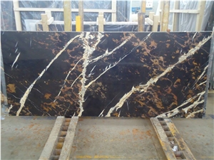 Michealangelo Marble Slabs, Black and Gold Marble Floor Tiles, Polished Marble