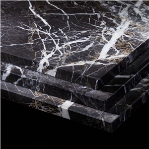 Medi Black Polished Marble Floor Tiles, Wall Tiles