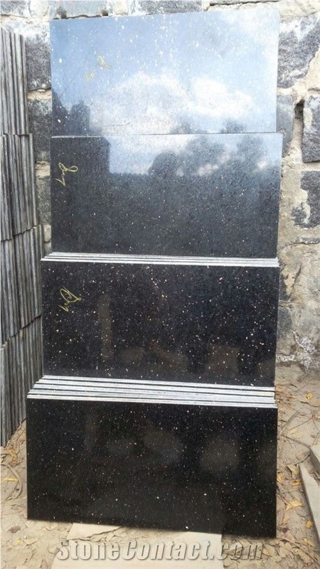 Black Galaxy Granite Tiles & Slabs, Polished Granite Floor Tiles, Wall Tiles