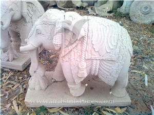 Elephant Statues 1, White Marble Statues