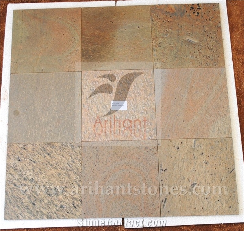 Golden Slates Tiles & Slabs, Yellow Slate Flooring Tiles India