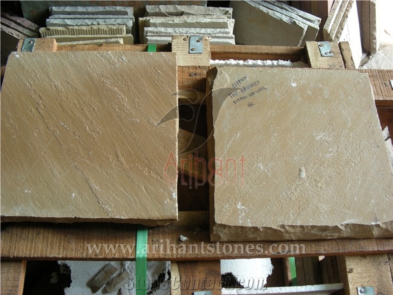 Rippon Buff Sandstone Tiles & Slabs, Beige Sandstone Covering Tiles India