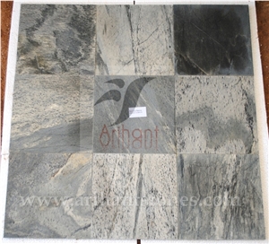 Silver Shine Slate Tiles & Slabs, Grey Slate Floor Tiles, Wall Tiles