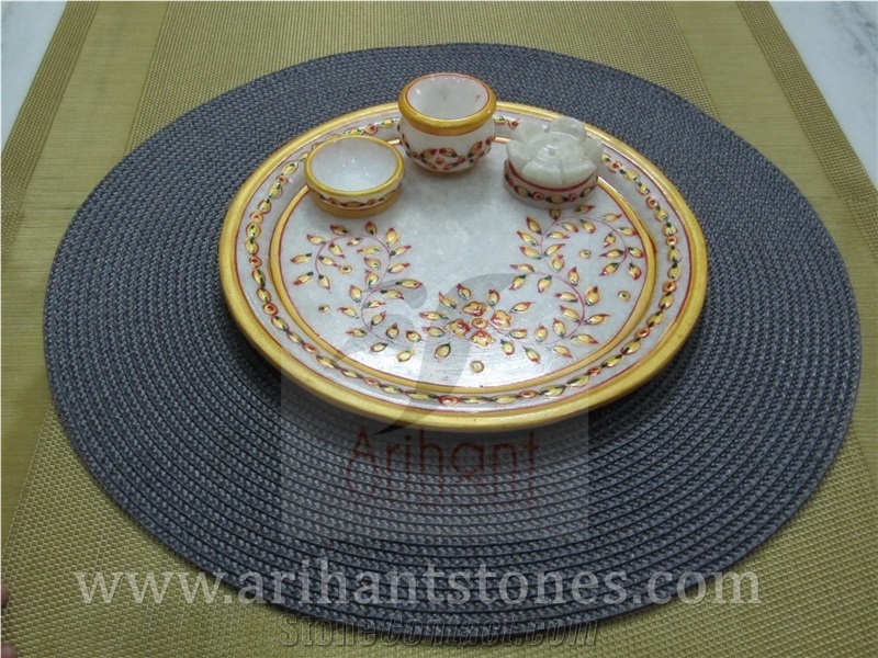White Marble Pooja Thali