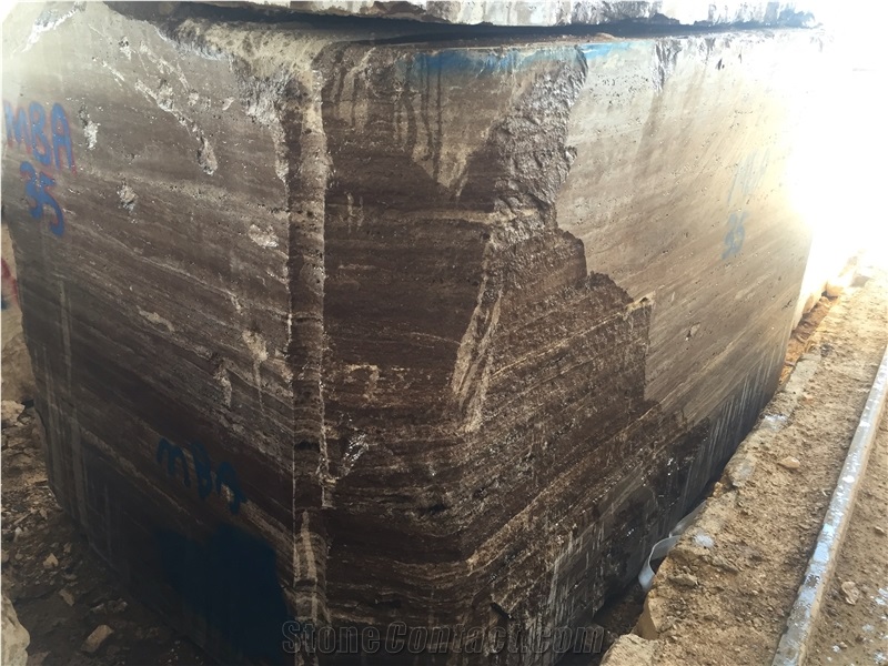 Dark Smoky Travertine, Black Travertine Blocks Iran