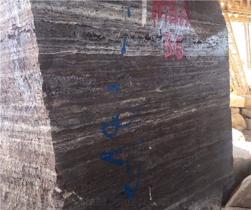 Dark Smoky Travertine, Black Travertine Blocks Iran