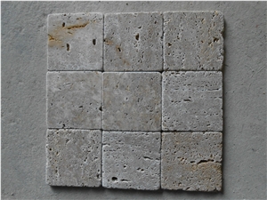 Travertino Silver Travertine Tumbled Mosaic, Silver Grey Travertine Mosaic