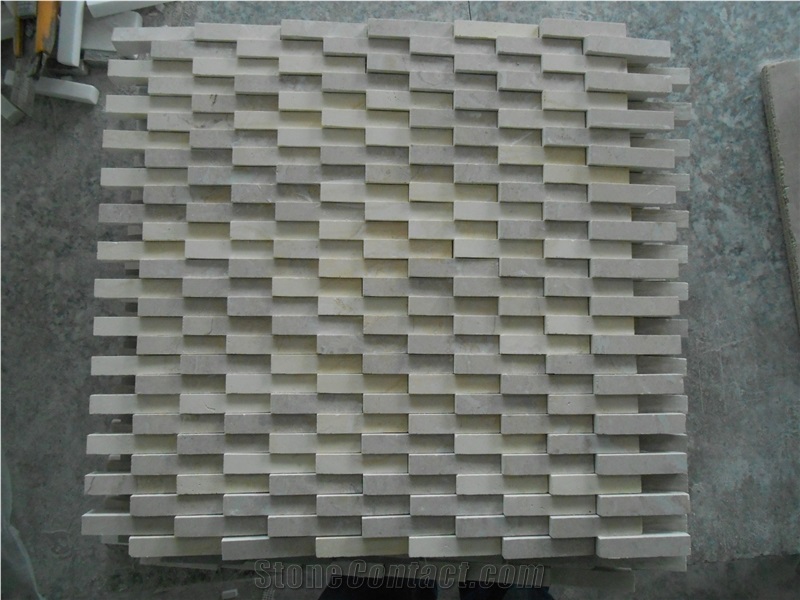 Travertino Silver Travertine Tumbled Mosaic, Silver Grey Travertine Mosaic