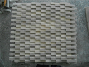 Travertino Silver Travertine Tumbled Mosaic, Silver Grey Travertine Mosaic