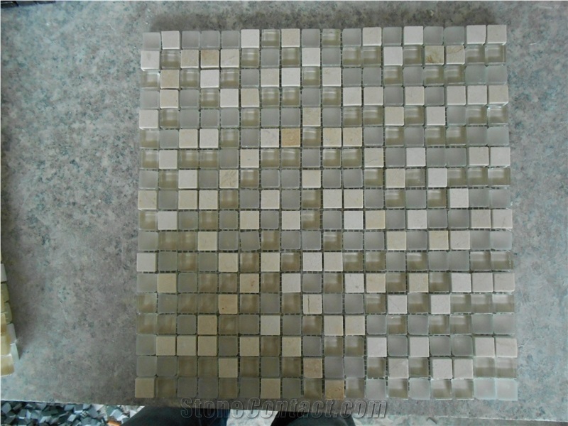 Travertino Silver Travertine Tumbled Mosaic, Silver Grey Travertine Mosaic