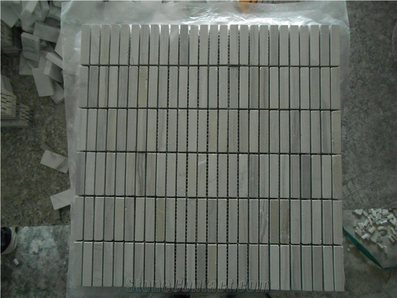 Travertino Silver Travertine Tumbled Mosaic, Silver Grey Travertine Mosaic