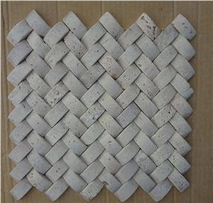 3d New Design Grey Tumbled Herringbone Travertine Mosaic Wall Tile