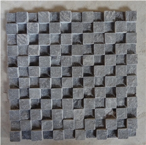 3d Tumbled Black Limestone Stepping Floor Mosaic