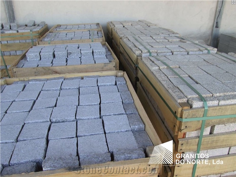 Cinza Alpendurada Granite Sawn Cobbles, Cube Stone, Grey Granite Cube Stone & Pavers Portugal
