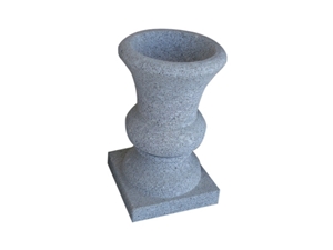 Cinzento Alpendurada - Cinza Alpendurada Granite Carved Flower Pots, Grey Granite Flower Pots