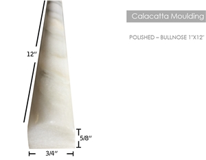Calacatta Marble Pencil Molding, White Marble Border Calacatta Marble Pencil Molding, White Marble Border