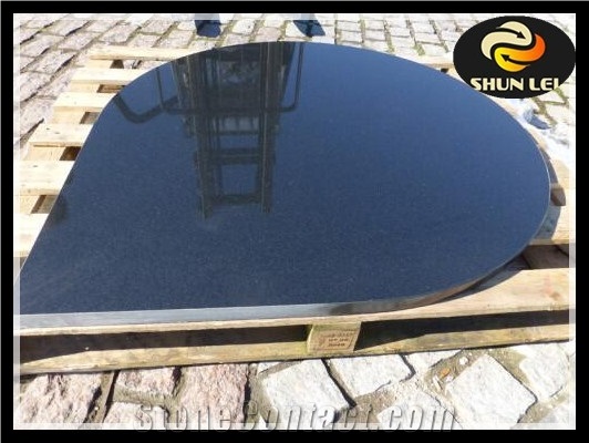 Black Granite Tear Drop Shape Fireplace Hearth