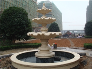 Egypt Cream Marble Garden Water Fountains, Beige Marble Fountain