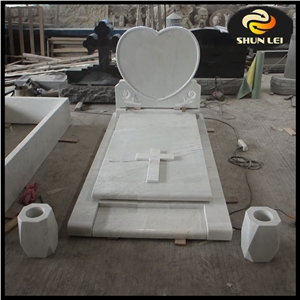 Granite Memorial Plaques, White Granite Heart Monument, Cross Tombstone