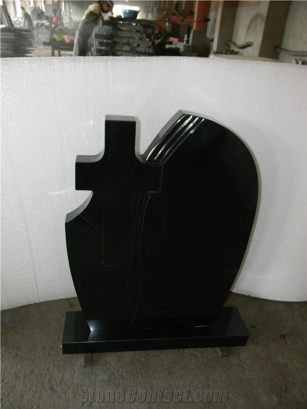 Granite Modern Muslim Tombstone, Black Granite Monument & Tombstone