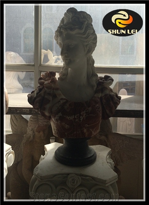 Hand Carved White Lady Marble Bust Statue