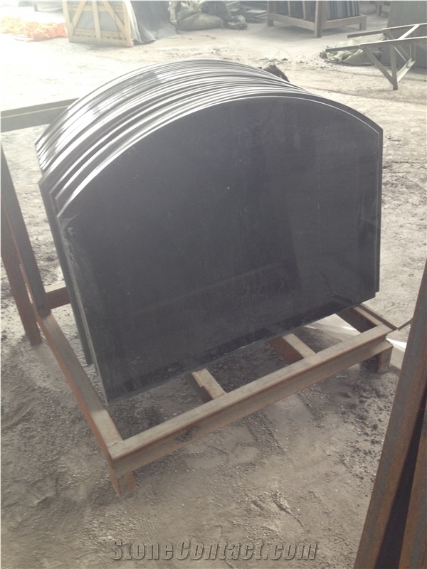 Joint and Filled Curved Fireplace Hearth Shanxi Black Granite Fireplace Hearth