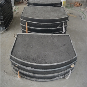 Joint and Filled Curved Fireplace Hearth Shanxi Black Granite Fireplace Hearth