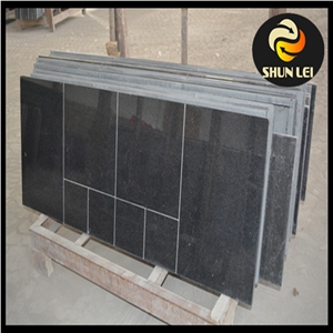 Lipped and Boxed Black Granite Fireplace Hearth Slab