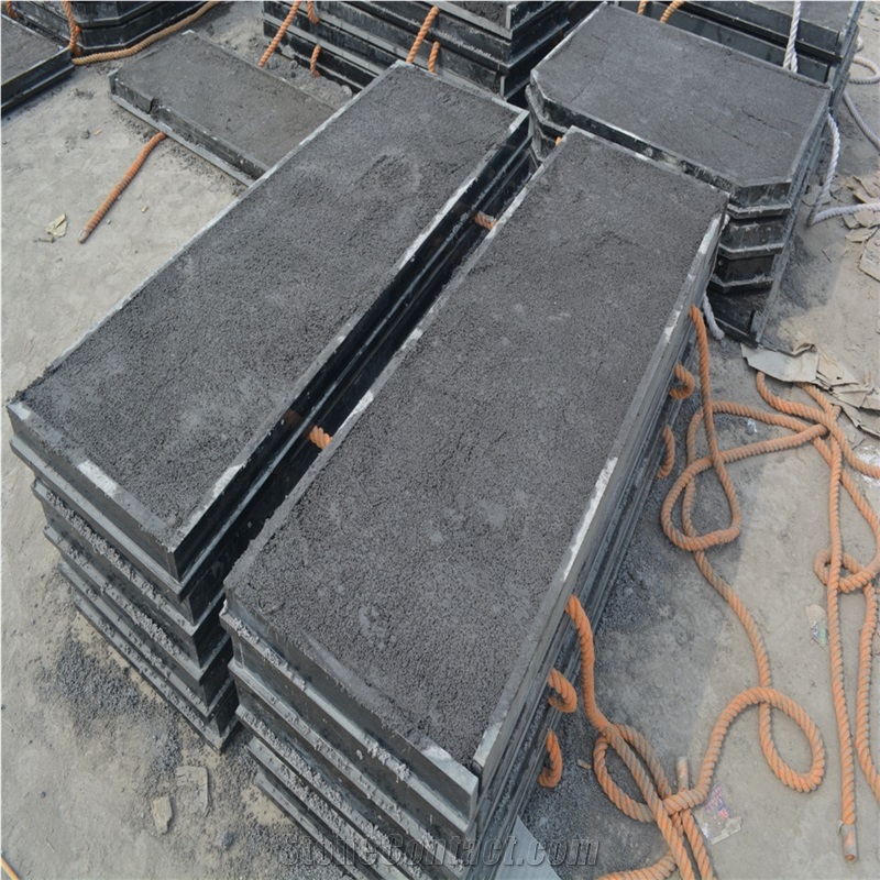Slabbed and Filled Fireplace Hearth Slabs, Shanxi Black Granite Fireplace Hearth