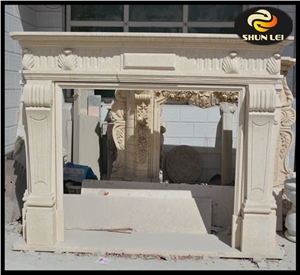 White Stone Marble Fireplace Mantel Surround