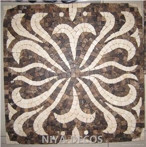 China Dark Emperador Marble with Crema Marfil/ Beige Cream Marble Mosaic Madellion for Floor Covering,Mosaic Pattern Tiles China Dark Emperador Marble with Crema Marfil/ Beige Cream Marble Mosaic Madellion for Floor Covering,Mosaic Pattern Tiles