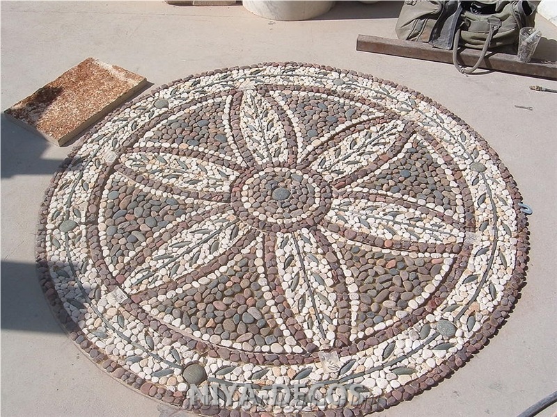 China Dark Emperador Marble with Crema Marfil/ Beige Cream Marble Mosaic Madellion for Floor Covering,Mosaic Pattern Tiles