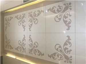 Nano Glass Crystallized Stone Slabs & Tiles Beautiful Paquet Waterjet Medallion Panel