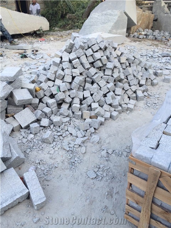 Fargo G603 Granite Cube Stone with All Sides Natural Split, Light Grey Granite Natural Cobble Stone for Garden Stepping Pavements, Cube Stones for Walkway/Driveway/Courtyard Road