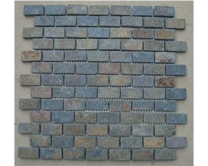Brown Grey Slate Mosaic, China Multicolor Slate Mosaic
