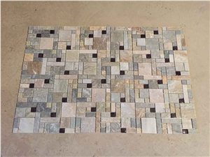 China Multicolor Slate Floor Mosaic Pattern, Mosaic Tiles