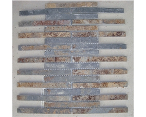 Fine Strips Slate Mosaic for Interior Decoration