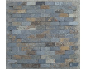 Linear Grey and Brown Slate Mosaic
