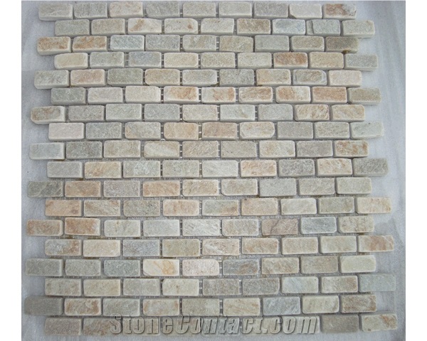 Linear Strips Slate Mosaic for Interior Decoration