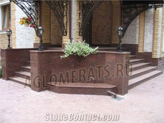 Kapustinsky Granite Entrance Stairs, Red Granite Stairs & Steps Ukraine