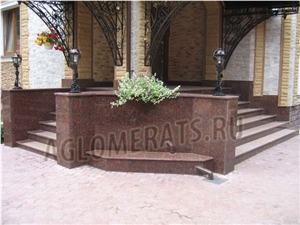 Kapustinsky Granite Entrance Stairs, Red Granite Stairs & Steps Ukraine