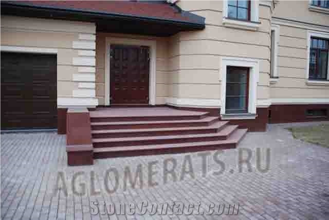 Kapustinsky Granite Entrance Stairs, Red Granite Stairs & Steps Ukraine