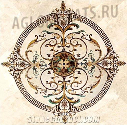 Waterjet Floor Medallions, Multicolor Marble Medallions