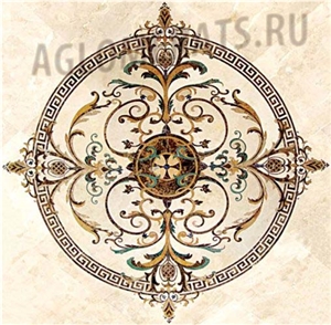 Waterjet Floor Medallions, Multicolor Marble Medallions